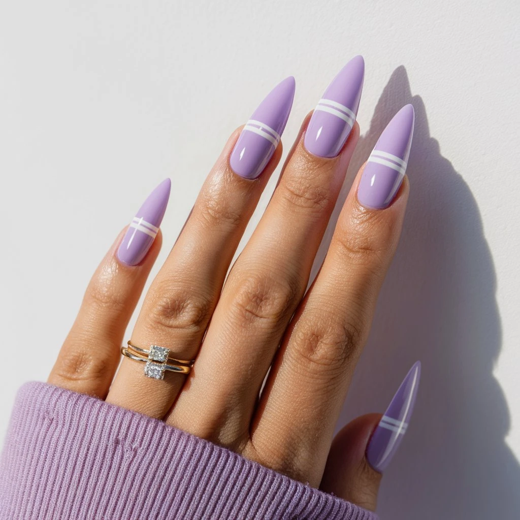 Lavender with Minimalist White Stripes