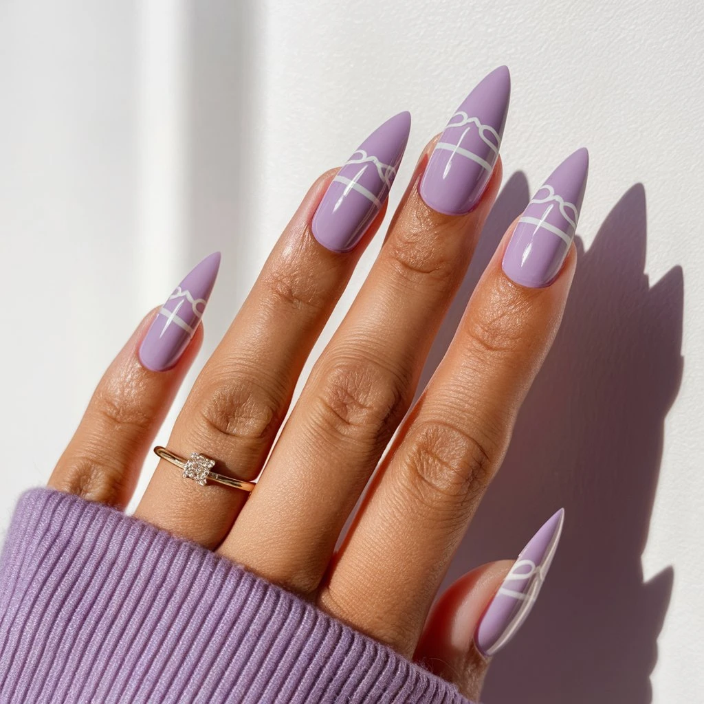 Lavender with Minimalist White Stripes