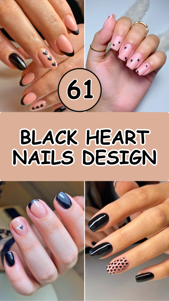 Black Heart Nails Design