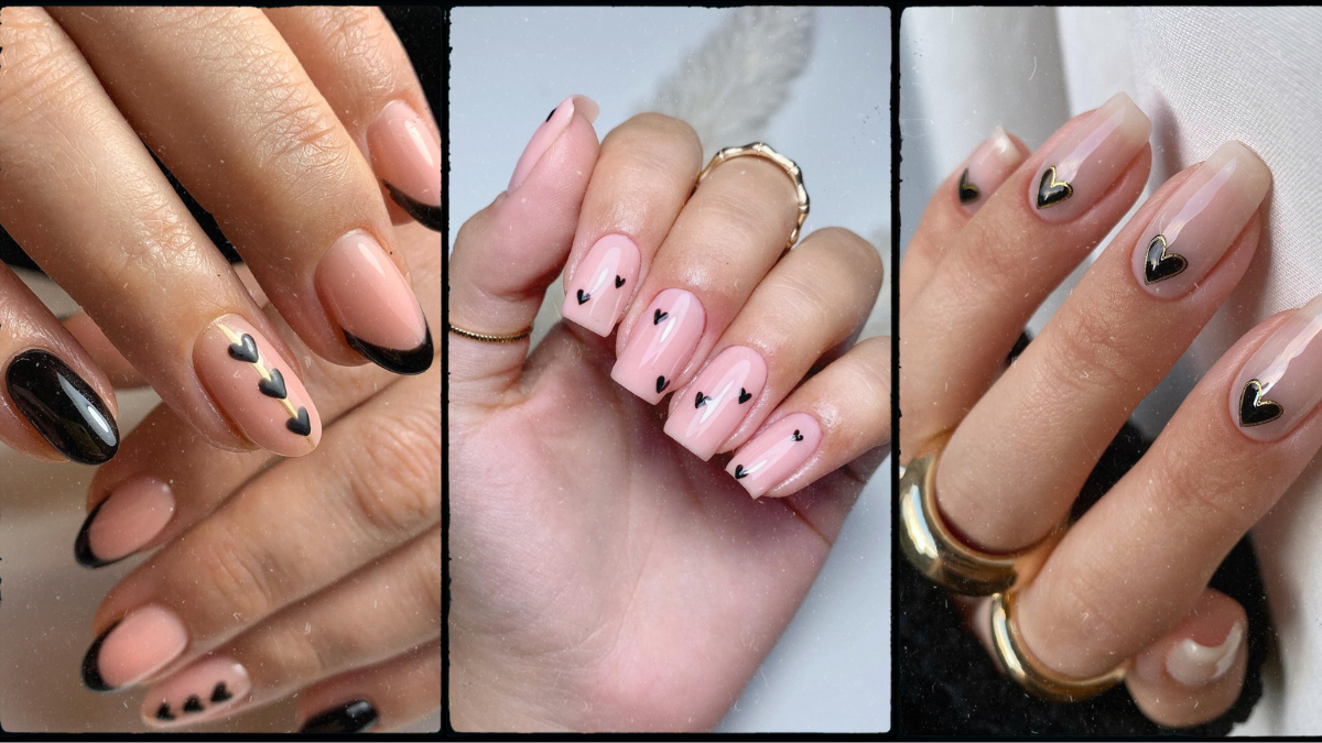 Black Heart Nails Design