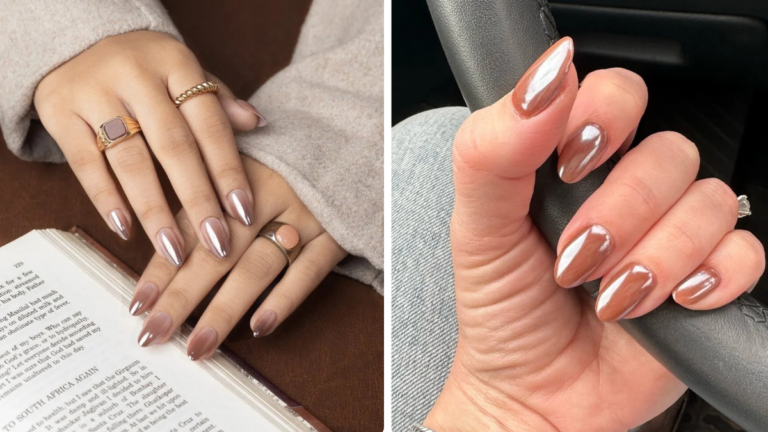 Brown Chrome Nail Designs