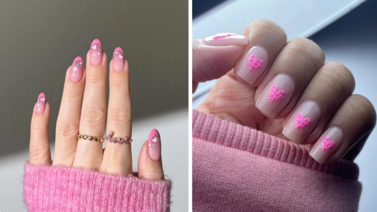 Pink Heart Nail Designs