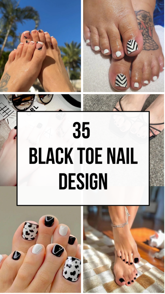 35 Black Toe Nail Design Ideas