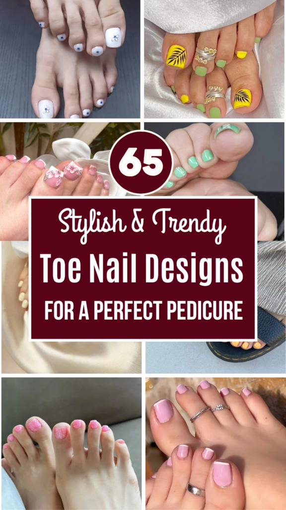 A Collage of toe nail designs
