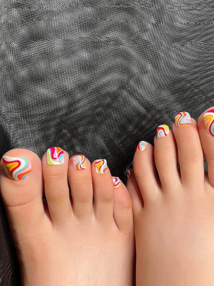 Multicolor Retro Swirl Toes