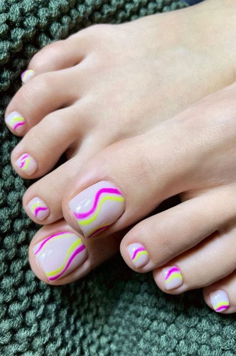 Soft Neon Stripe Swirls