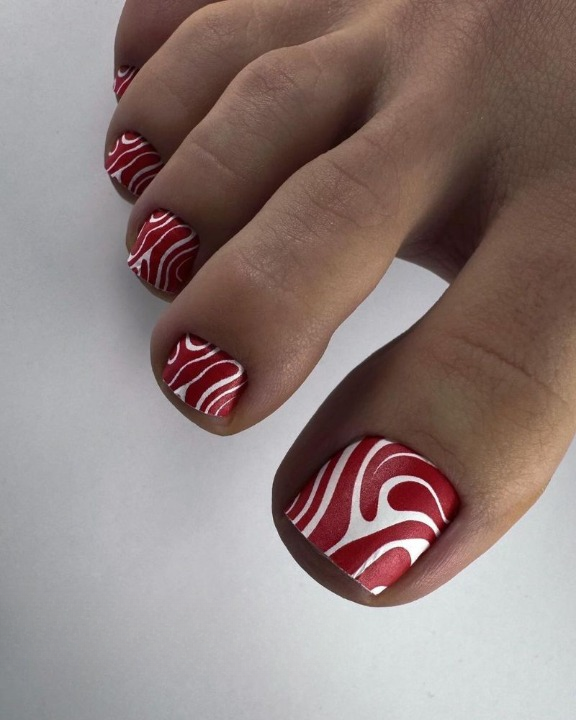 Bold Red and White Swirls